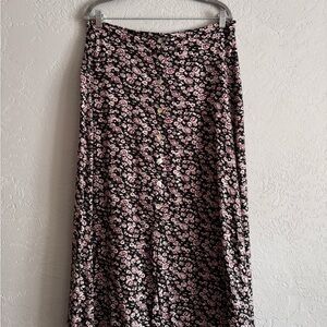 90’s Floral Black and Pink Maxi Skirt